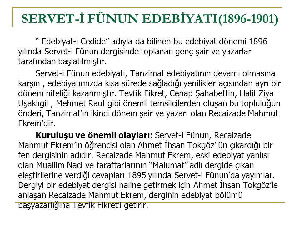 Serveti Fünun Dönemi Fıkra özellikleri